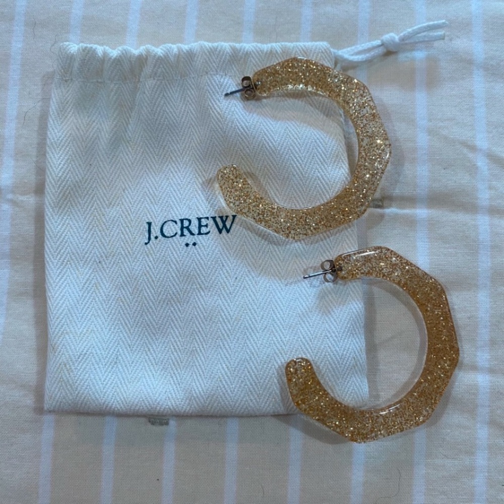 J. Crew Hexagonal Gold Glitter Earrings